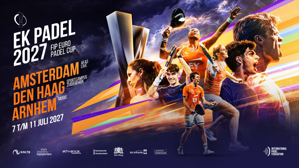 Amsterdam, Den Haag en Arnhem decor van Final 8 EK Padel 2027
